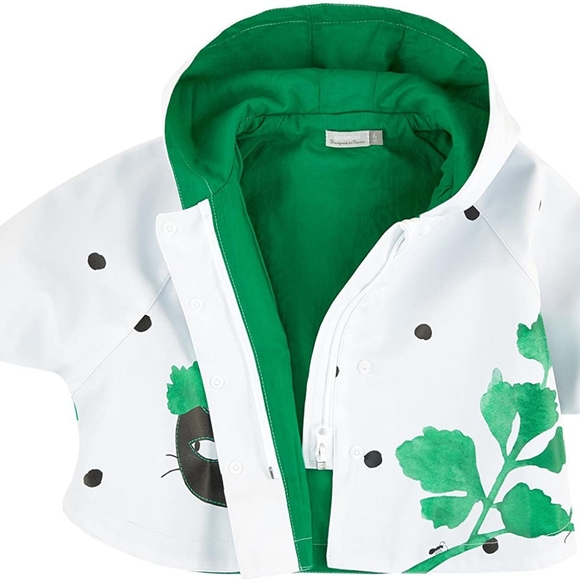 Girl-Catimini Cute Black Cat Oilskin Raincoat - Botanical Garden (3Y) - Picture 8 of 9